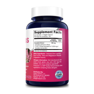 NusaPure Corydalis 10,000 mg 180 Veg caps (Extract 20:1, Vegan, Non-GMO & Gluten-Free)