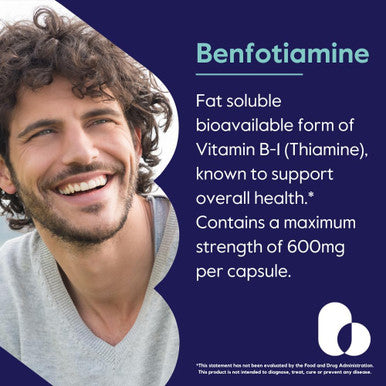 Bestvite Ultra Benfotiamine 600mg per Capsule (60 Vegetarian Capsules) No Stearates - No Silicon Dioxide - Vegan - Non GMO - Gluten - Maximum Strength Benfotiamine