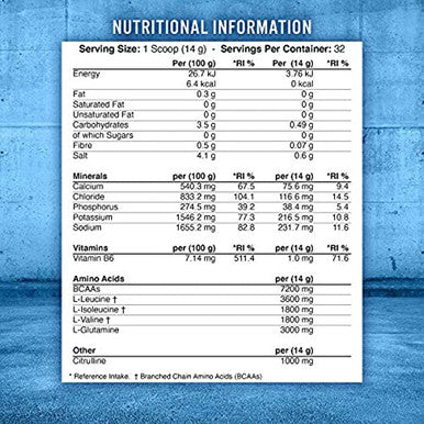 Applied Nutrition BCAA Powder Branched Chain Amino Acids Supplement with Vitamin B6 Replenish Electrolytes Amino Hydrate Intra Workout and Recovery Powdered Energy Drink 450g (Orange & Mango)
