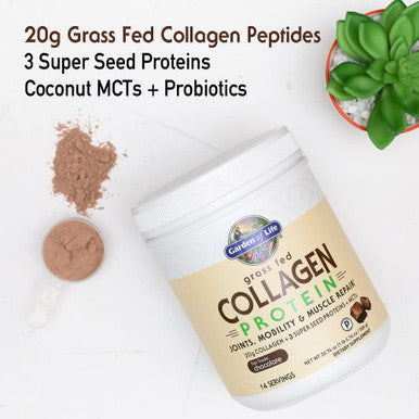 Garden of Life Grass Fed Collagen Protein Powder - Chocolate 14 Servings Collagen Powder For Joints Mobility Muscle Repair Collagen Peptides Super Seeds Coconut Mcts Keto Collagen Supplements