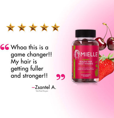 Mielle Organics Adult Healthy Hair Formula Gummy Vitamins with Biotin, 60 Count