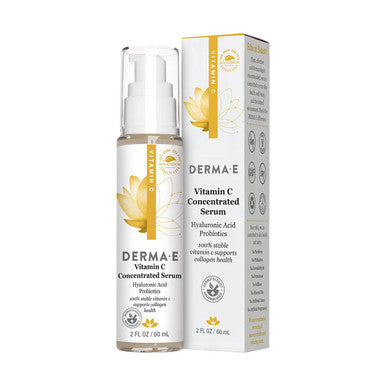 DERMA E Vitamin C Concentrated Serum with Hyaluronic Acid All Natural, Antioxidant-Rich Concentrated Facial Serum Firming and Brightening Skin Serum, 2oz