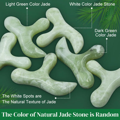 Jade Stone Trigger Point Massage Tool-Deep Tissue Massage- Reflexology Acupressure Massage Tools For Full Body Relaxing Myofascial Release Pain Relief, Real Energy Jade Natural Self-Massage Bar