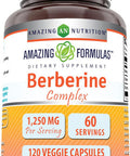 Amazing Nutrition Formulas Berberine with Bitter Melon & Banaba Extract Complex | 1250 Mg Per Serving | Veggie Capsules | Non-GMO | Gluten- | Made in USA (120 Count)