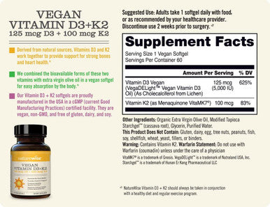 NatureWise Vitamin D3 K2 Supplement to Support Bone Health Vegan K2 D3 Vitamin Supplement with No Artificial Ingredients Vitamin D3 K2 Manufactured in The USA Vitamin K2 D360 Softgels