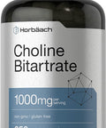 Choline Bitartrate | 1000mg | 250 Capsules | High Potency | Non-GMO, Gluten Free Supplement | by Horbaach