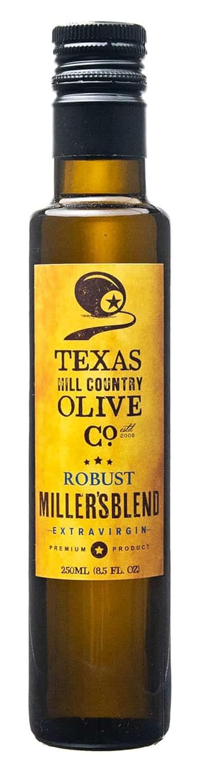 Texas Hill Country Olive Co Miller's Blend Extra Virgin Olive Oil - Cold Pressed EVOO Gourmet Olive Oil - Rich & Robust - Perfect for Dressing & Dipping - Award Winning & Made in Texas (16.9 oz)