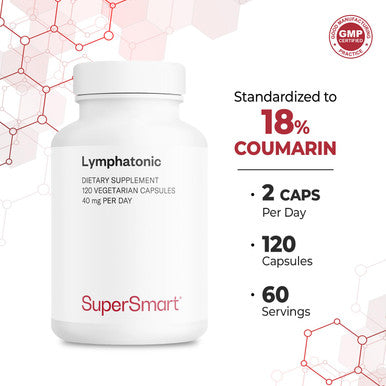 Supersmart Lymphatonic 40 mg Per Day Swelling Relief Melilotus Officinalis Extract 18 Coumarin Anti Inflammatory Supplement NonGMO Gluten Free 120 Vegetarian Capsules