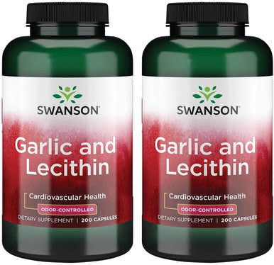 Swanson Garlic with Lecithin 600/380 Milligrams 200 Capsules (2 Pack)