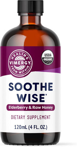 Vimergy Soothe Wise* Fast-Absorbing Immune Support With Elderberry Syrup And Raw Organic Honey Coats And Soothes Respiratory Tissues Usda Certified Organic Vegan Paleo-Friendly Gluten-Free.