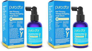 Pura D'Or Scalp Therapy Energizing Scalp Serum Revitalizer (4Oz) With Argan Oil Biotin Caffeine Stem Cell Catalase & Dht Blockers All Hair Types Men & Women (Packaging May Vary) (Pack Of 2)