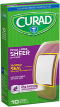 Curad Sheer Adhesive Bandages 4-Sided Seal 2" x 3-3/4" Advanced Wound Care 10 Count Pack of 4