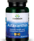 Swanson Astaxanthin Eye Vision Brain Skin Health Antioxidant Support Supplement (Astaxanthin 4 mg) 60 Softgels Sgels