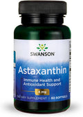 Swanson Astaxanthin Eye Vision Brain Skin Health Antioxidant Support Supplement (Astaxanthin 4 mg) 60 Softgels Sgels