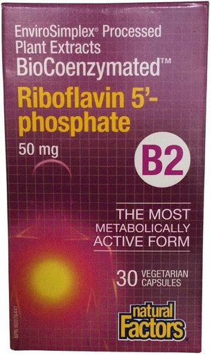Natural Factors BioCoenzymated Riboflavin 5 Phosphate 50mg 30 VegCaps