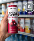 Optimum Nutrition Amino Energy Drink + Electrolytes For Hydration - Sugar Free Amino Acids Bcaa Keto Friendly Sparkling Drink - Juicy Cherry Pack Of 12 (Packaging May Vary)