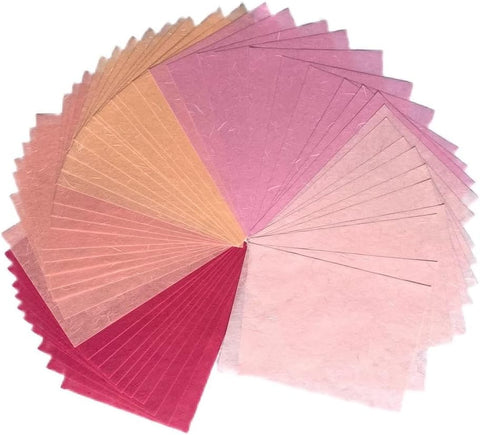 A5 50 Sheets Natural Fiber Mulberry Tree,Mulberry paper Sheets Square Origami, Arts Folding Craft, Decoration, Paper for DIY Crafts. 8.3" x 5.8" (Purple Tone, A5)