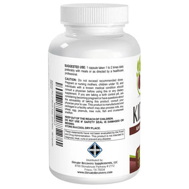 Elevate Recovery Supplements Kidney-Pro (3-Month Supply) With 21 Kidney Health Supplements In 1 Formula Including Cranberry Extract - Total Kidney Support Supplement - Kidney Cleanse Detox - 180 Veggie Capsules