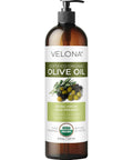 velona USDA Certified Organic Olive Oil - 64 Fl Oz | 100% Pure and Natural Carrier Oil | Extra Virgin, Unrefined, Cold Pressed | Cooking, Dressing, Face, Hair, Body & Skin Care | Use Today - Enjoy Results