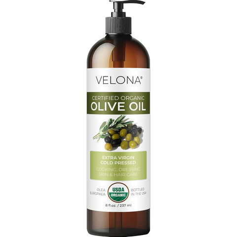 velona USDA Certified Organic Olive Oil - 64 Fl Oz | 100% Pure and Natural Carrier Oil | Extra Virgin, Unrefined, Cold Pressed | Cooking, Dressing, Face, Hair, Body & Skin Care | Use Today - Enjoy Results