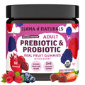 Llama Naturals Probiotics for Women and Men with Prebiotic Fiber Vegan Organic Probiotic Gummies for Gut Health Support Adults Real Fruit Gummy Vitamins No Added Sugar Cane Mixed Berry 60 Ct