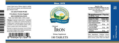 Nature'S Sunshine Iron-Chelated 25mg 180 Tablets | Provides Circulatory System Support Helps the Transport of Oxygen to the Tissues and Provides 25 mg Iron per Tablet