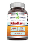 Amazing Formulas Riboflavin 100 Mg 120 Capsules Supplement | Vitamin B2 | Non-Gmo | Gluten Free | Made In Usa