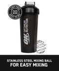Optimum Nutrition On Shaker Mixing Ball Bpa And Dehp Black 600 Ml