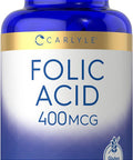 Carlyle Folic Acid 400 mcg | 400 Tablets | Vegetarian Non-GMO Gluten