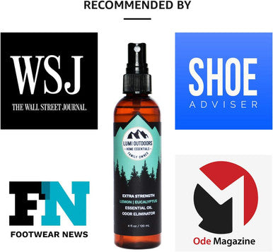 Natural Shoe Deodorizer Spray, Foot Odor Eliminator and Air Freshener - Organic Lemongrass, Mint, Tea Tree Essential Oils