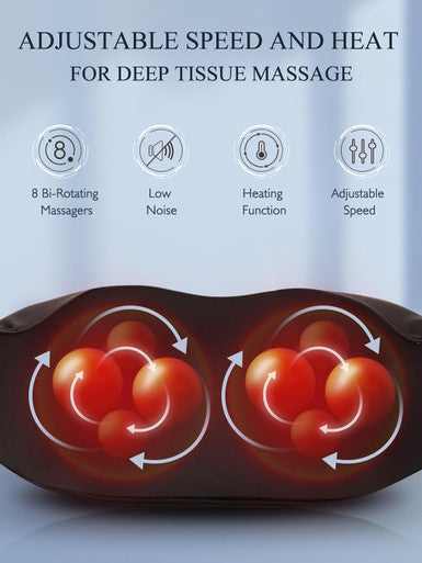 Back Neck Shoulder Massager With Heat, Shiatsu Electric Deep Tissue 3D Kneading Massagers For Relief On Waist, Leg, Calf, Foot Full Body Muscles, For Men Women Mom Dad (Black)