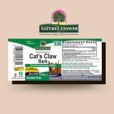 Nature'S Answer Cat's Claw Bark Liquid Extract Supplement 2 Ounce - Alcohol Cats Claw Tincture & Capsules Alternative for Joint & Muscle Support Vegan Non-GMO Gluten Kosher