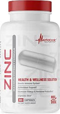 Zinc Supplement by Metabolic Nutrition 75mg 90 Zinc Capsules Supports Immune System Function w/Zinc Oxide