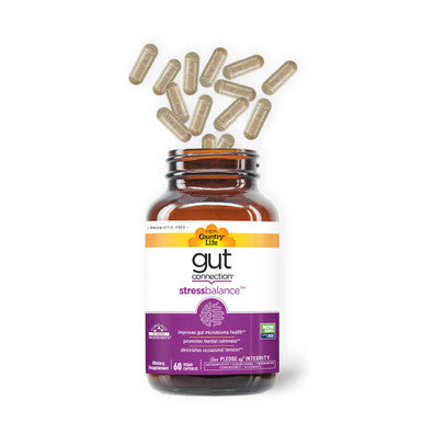 Country Life Gut Connection - Stress Balance - 60 Ct - Improves Gut Microbiome Health - Promotes Mental Calmness - Diminishes Occasional Tension
