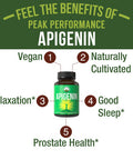 Peak Performance Apigenin Supplement Powerful Vegan Bioflavonoid Capsules For Relaxation, Sleep, Prostate Support. Non Gmo