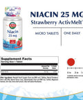 Kal 25 Mg Niacin Tablets, Strawberry, 200 Count