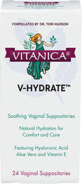 Vitanica V-Hydrate Hyaluronic Acid Vaginal Suppositories for Comfort and Vaginal Hydration with Aloe Vera and Vitamin E Hormone- & Drug- Vegan 2 Month Supply 24 Count