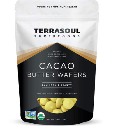 Terrasoul Superfoods Organic Cacao Butter Wafers 1 Lb - Raw | Keto | Vegan | Unrefined