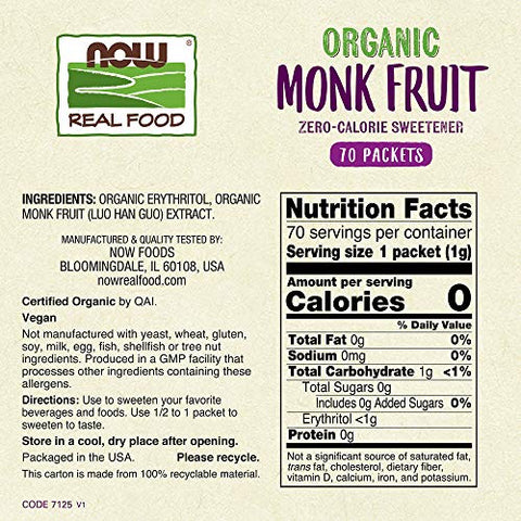 NOW Foods Monk Fruit Organic, 70 Packet
