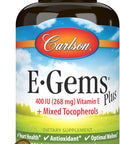 Carlson EGems Plus Natural Vitamin E 400 IU Supports a Healthy Heart 250 soft gels