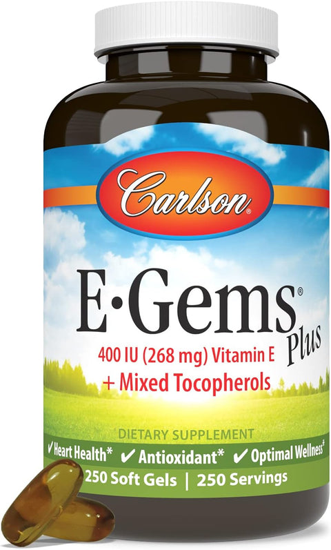 Carlson EGems Plus Natural Vitamin E 400 IU Supports a Healthy Heart 250 soft gels