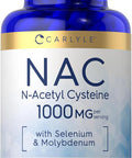Carlyle NAC Supplement N-Acetyl Cysteine | 1000 mg | 80 Capsules | with Selenium & Molybdenum | Vegetarian Non-GMO & Gluten
