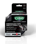 Curad Performance Series Ironman Kinesiology Tape Black 2 in x 10 in 1 Roll of 20 Precut Strips