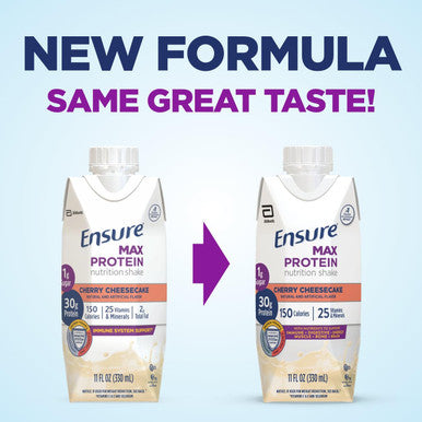 Ensure Max Protein Nutrition Shake With 30G Of Protein 1G Of Sugar High Protein Shake Cherry Cheesecake 11 Fl Oz (Pack Of 12)