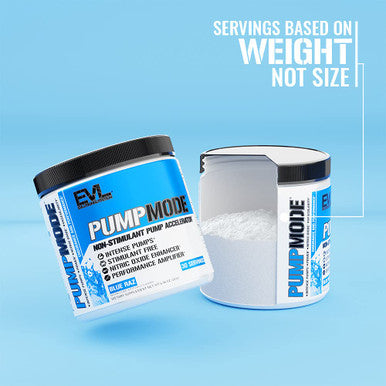 EVL PumpMode Nitric Oxide Supplement - Nitric Oxide Booster Pump Pre Workout Powder with Glycerol and for Muscle Recovery Growth and Endurance - Stim Free Pre Workout Drink (Blue Raz)