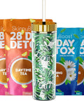 Skinny Boost Tea Kit-2 Pack-2 Plus Free Palm Leaf Tumbler- 2 Daytime Teas (28 Bags/Pouch) 2 Evening Detox Teas (14 Bags/Pouch) Non GMO, Vegan, All Natural Detox and Cleanse