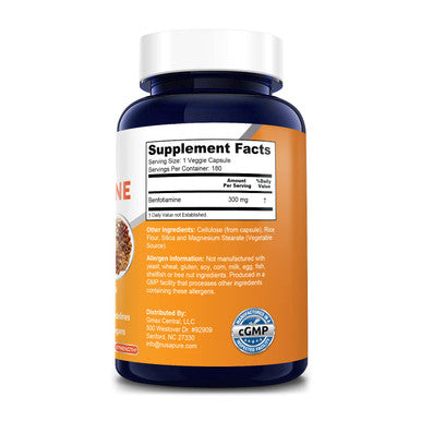 NusaPure Benfotiamine 300mg 180 Veggie Caps (Non-GMO,Vegan & Gluten-Free)