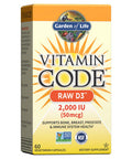 Garden of Life Vitamin D, Vitamin Code Raw D3, Vitamin D 2,000 IU, Raw Whole Food Vitamin D Supplements with Chlorella, Fruit, Veggies & Probiotics for Bone & Immune Health, 60 Vegetarian Capsules