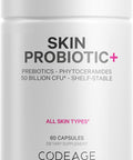 Codeage Skin Probiotics + Prebiotics - Skin Care Routine Supplement - 50 Billion CFU - Ayurvedic Botanical Herbs - Face Probiotics - Shelf Stable Cleanser Non-GMO Vegan - 60 Capsules