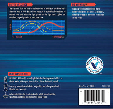 Bodytech Micellar Casein Protein Powder, Slow Release For Overnight Muscle Recovery - 24 Grams Of Protein Per Serving - Rich Chocolate (4 Pound)